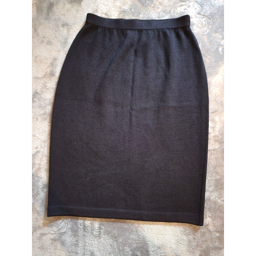 St. John Basics By Marie Gray Knit Pencil Skirt M Elastic Waistband Sz 6 Black